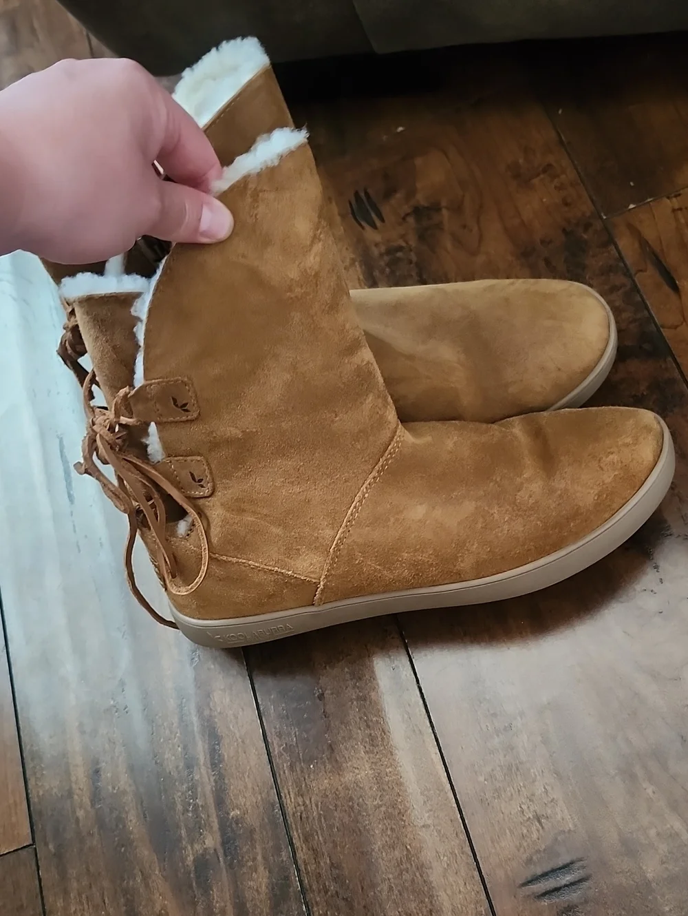 Ugh Koolaburra Size 9 Women's Suede Shearling Lined Winter Boots - Tan